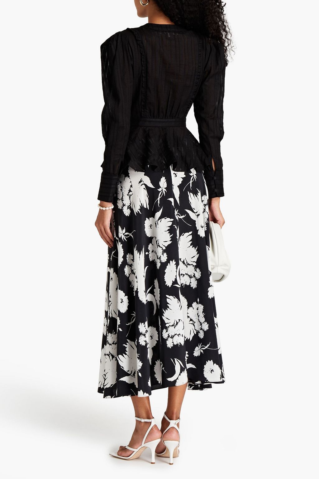 DIANE VON FURSTENBERG Erin Bluse aus Baumwoll-Jacquard mit Rüschenbesatz und Schößchen