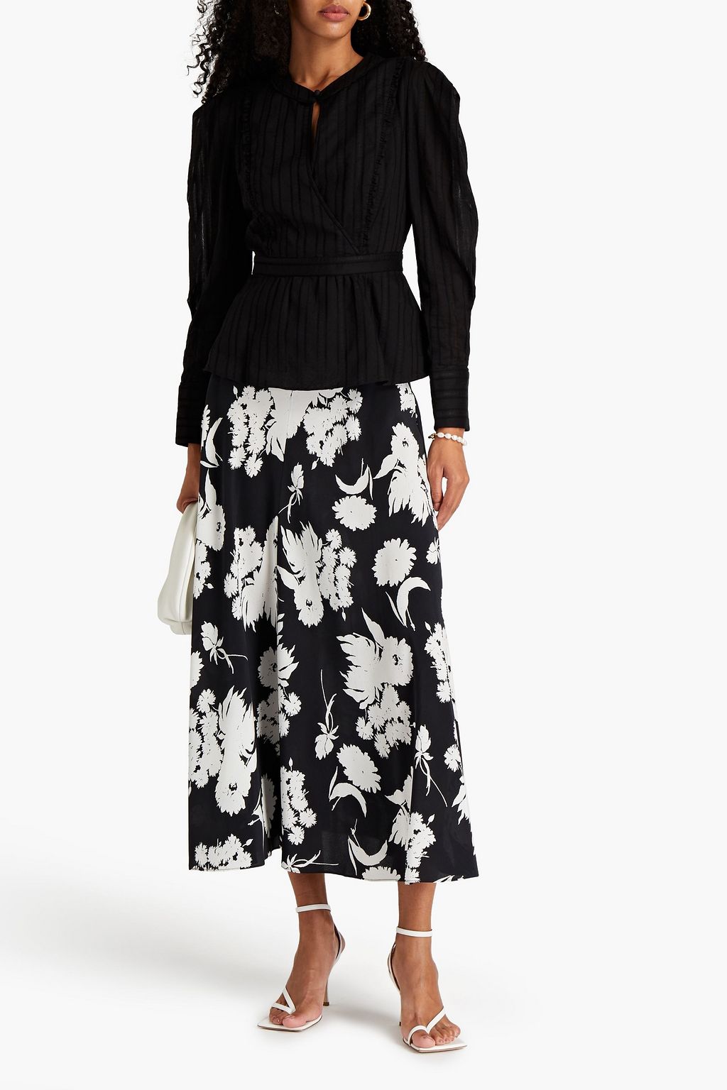 DIANE VON FURSTENBERG Erin Bluse aus Baumwoll-Jacquard mit Rüschenbesatz und Schößchen
