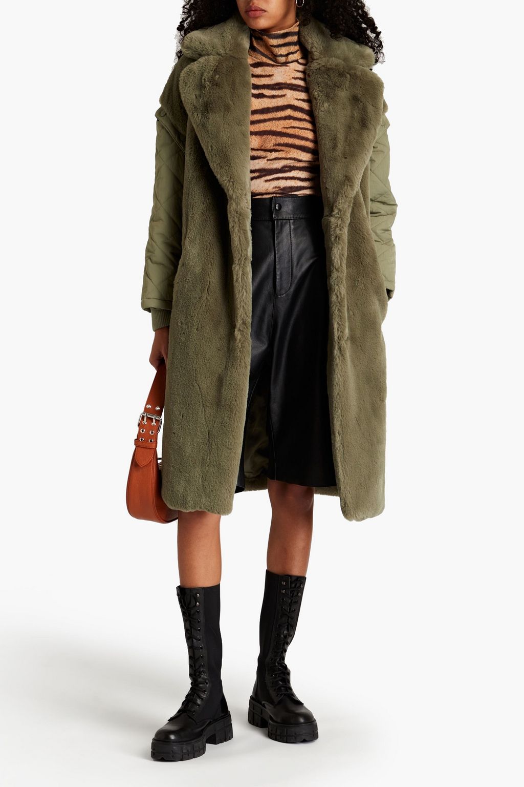 JAKKE. Kathy quilted shell-paneled faux fur coat