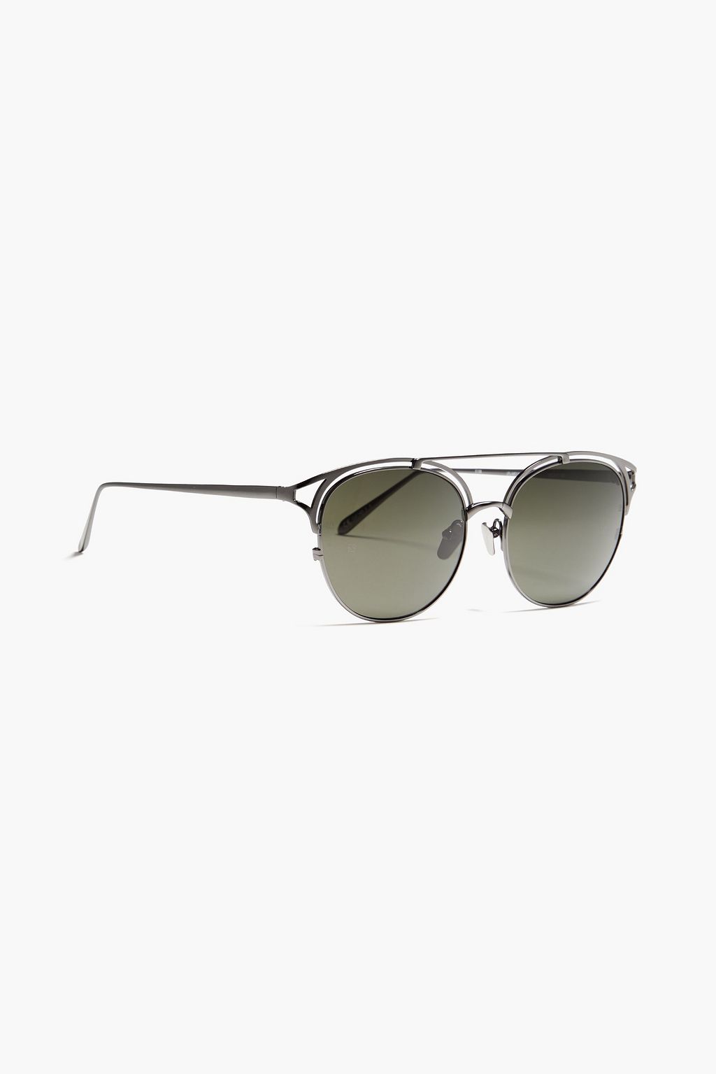 LINDA FARROW Aviator-style gunmetal-tone and titanium sunglasses