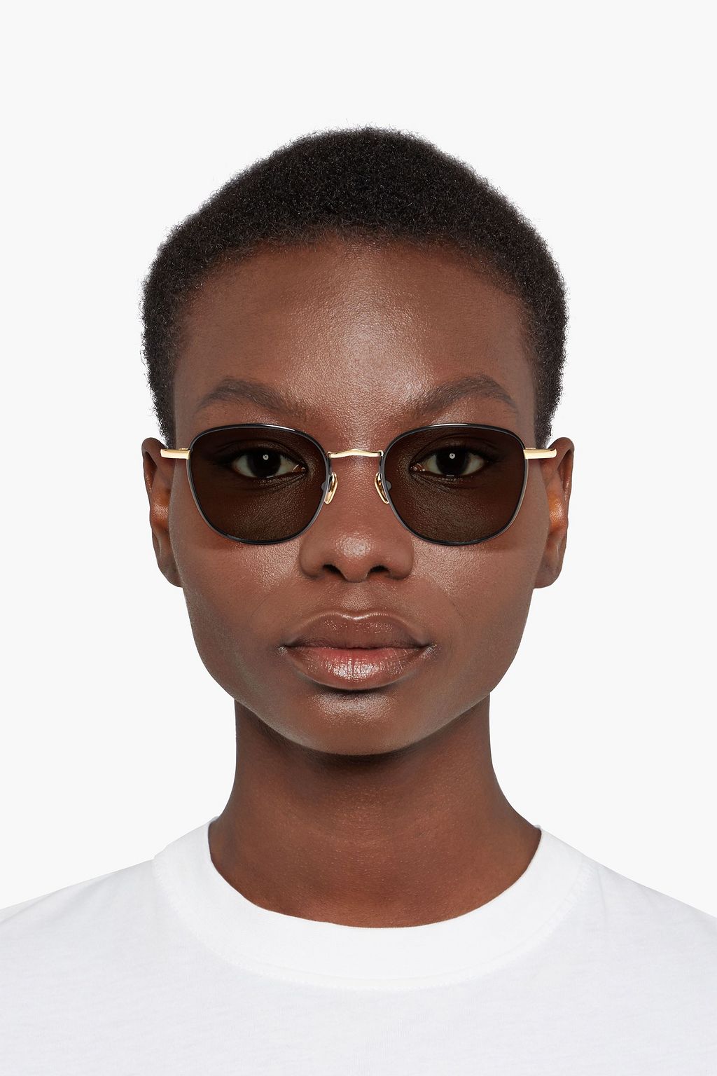 LINDA FARROW Square-frame gold-tone and titanium sunglasses
