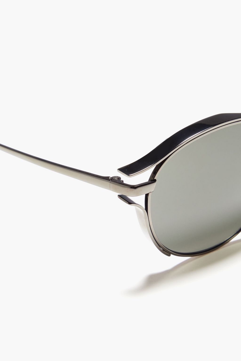 LINDA FARROW Round-frame gunmetal-tone and titanium sunglasses