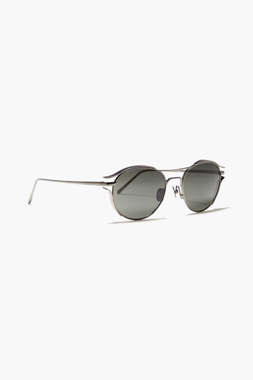 LINDA FARROW Round-frame gunmetal-tone and titanium sunglasses