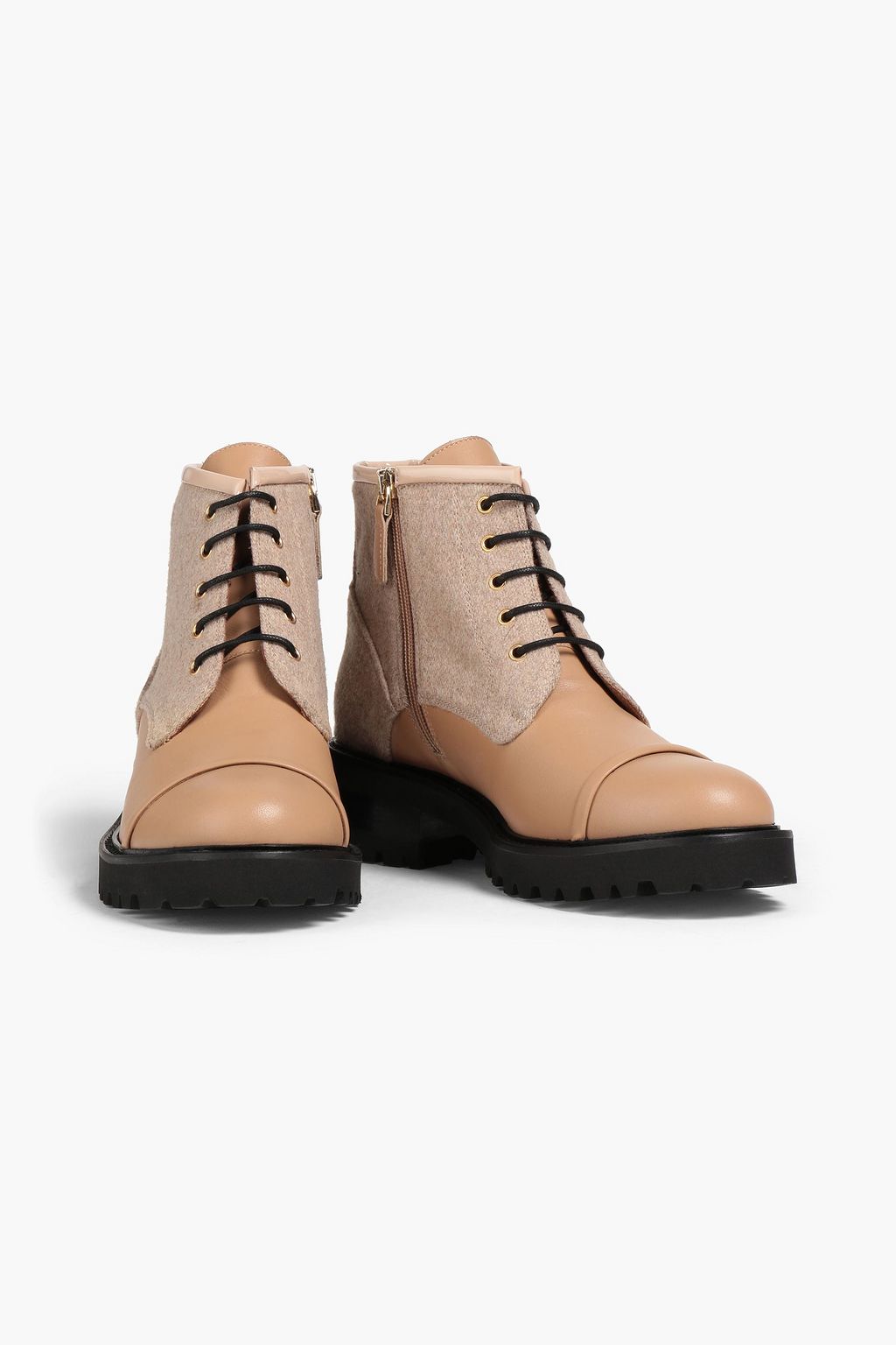 MALONE SOULIERS Bell ツイード&レザー コンバットブーツ