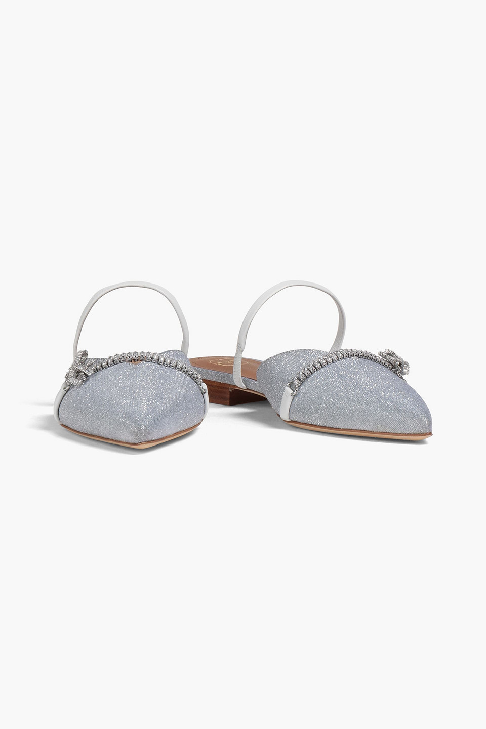 Malone Souliers Lila Embellished Metallic Woven Slippers In Silver