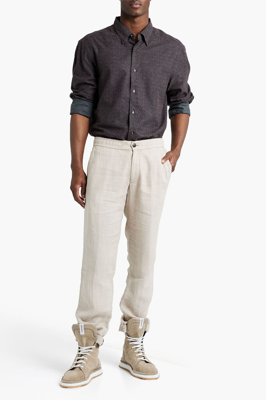ZEGNA Checked herringbone cotton-flannel shirt