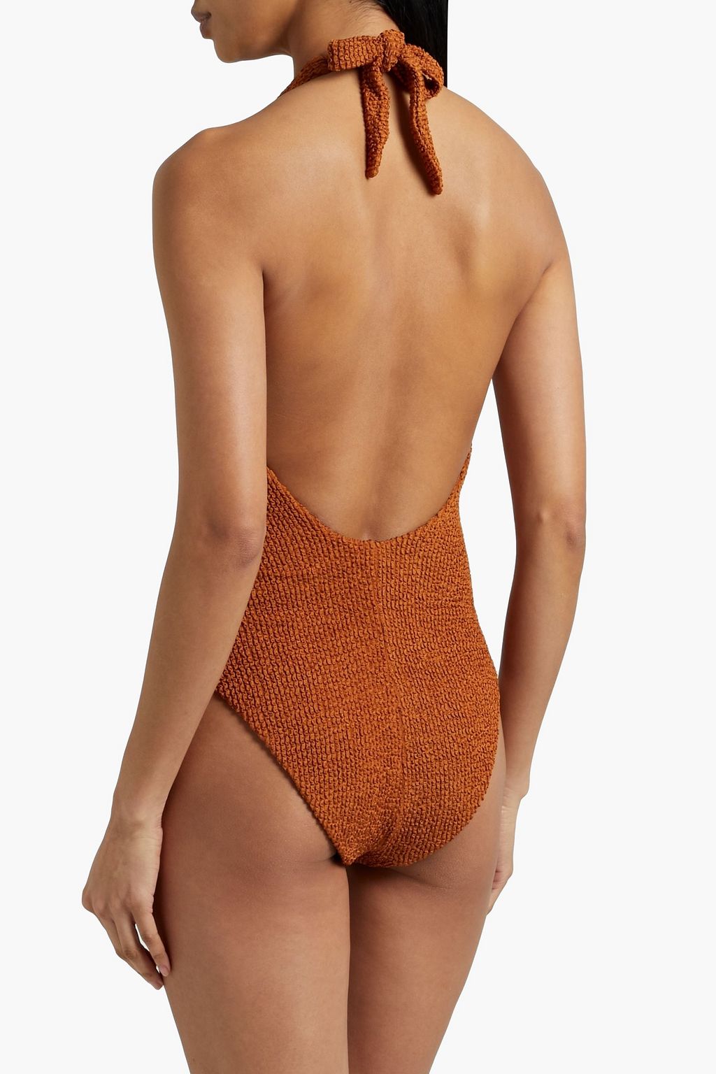 VERONICA BEARD Salis seersucker halterneck swimsuit