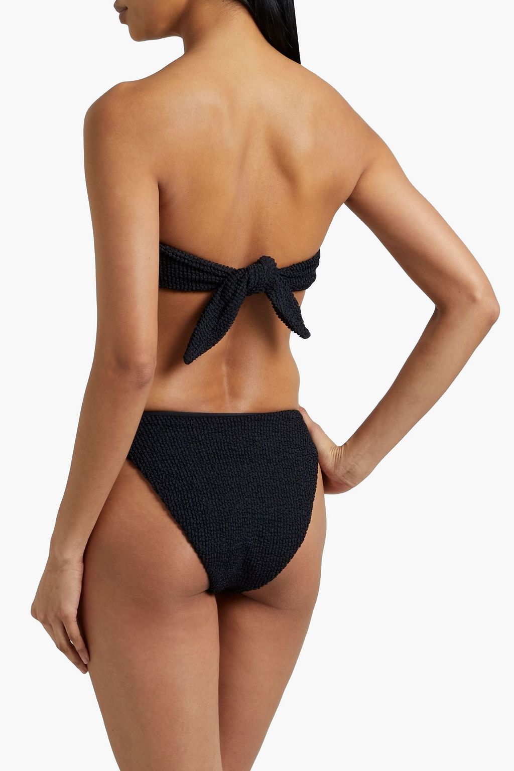 VERONICA BEARD Catarina ruched seersucker bandeau bikini top