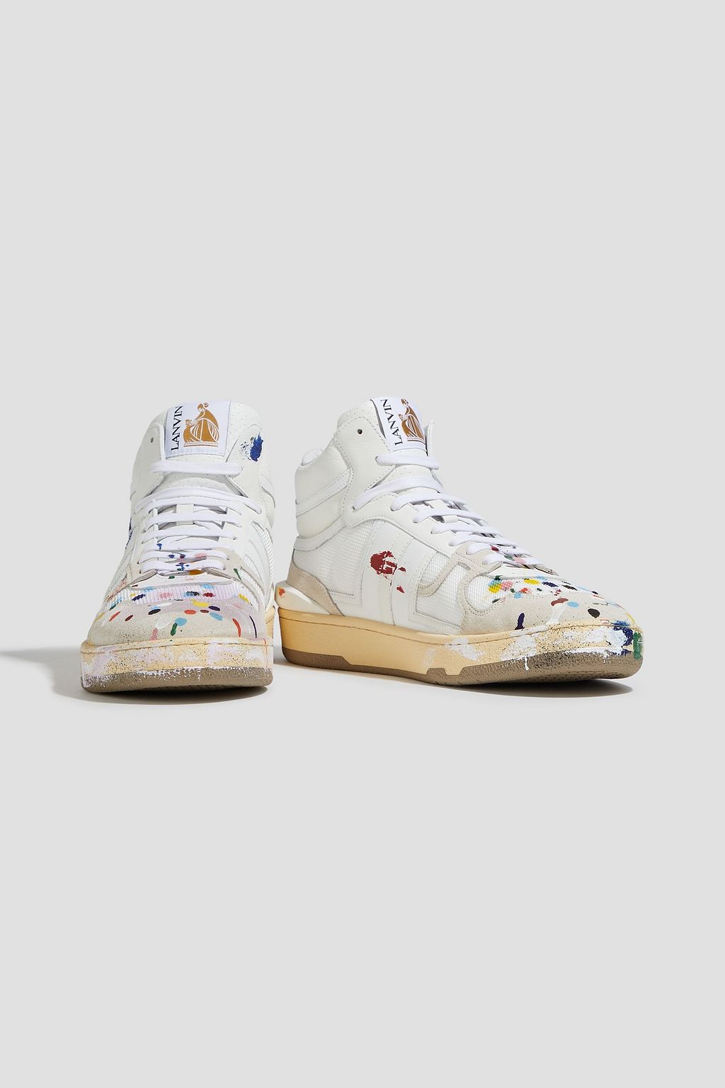GALLERY DEPT. X LANVIN Painted suede-trimmed mesh and leather sneakers