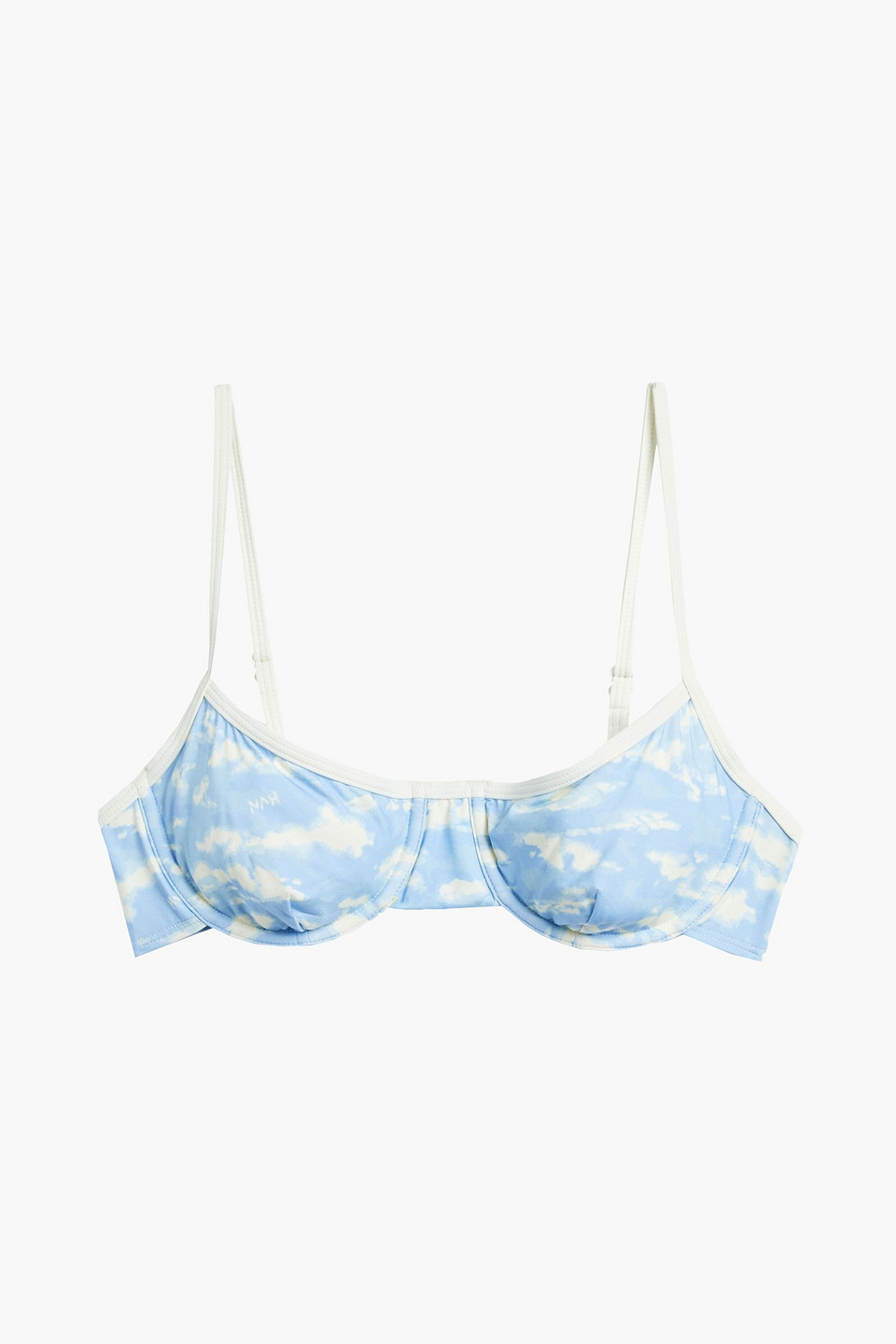 Hvn Printed Underwired Bikini Top In Light Blue