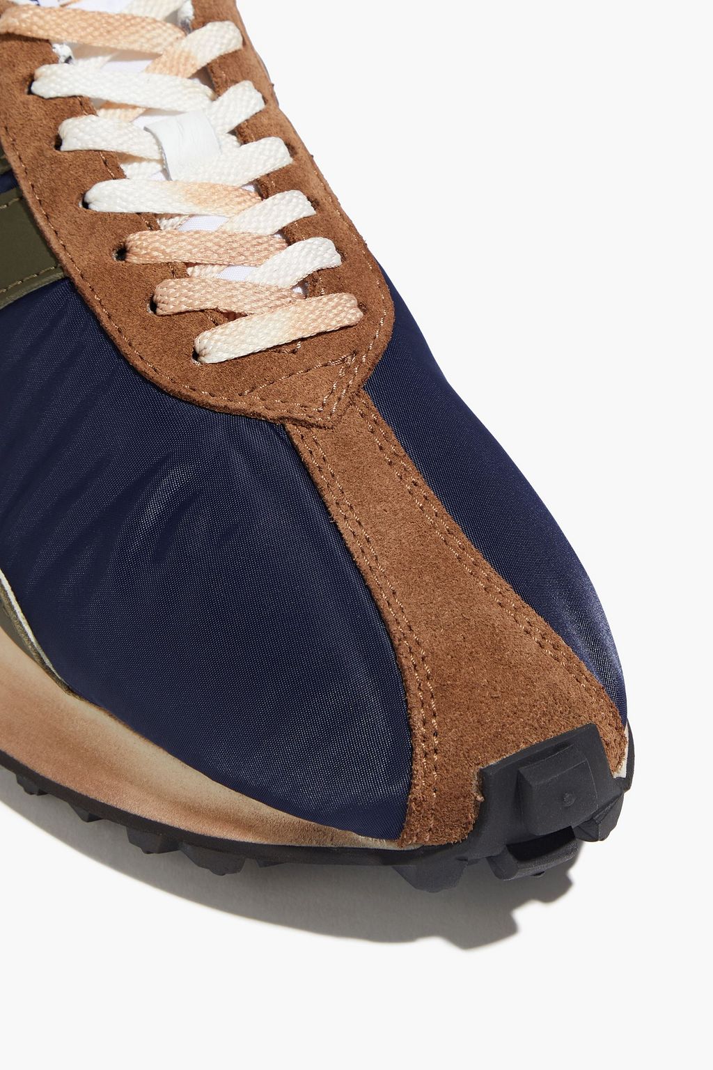 LANVIN Leather-trimmed suede and shell sneakers