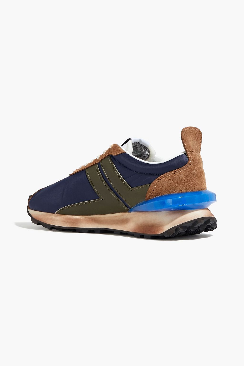 LANVIN Leather-trimmed suede and shell sneakers