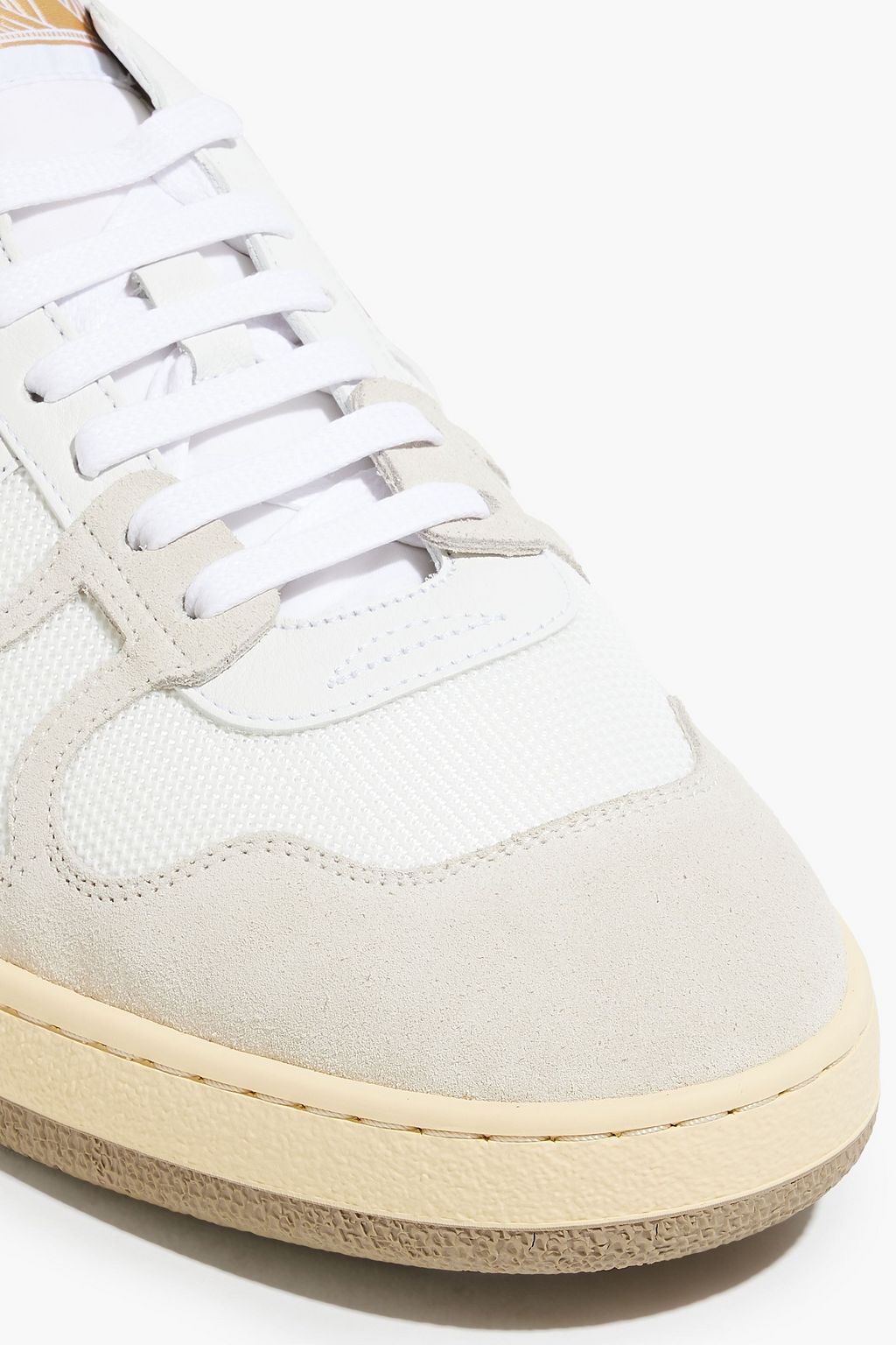 LANVIN Suede-trimmed mesh and leather sneakers