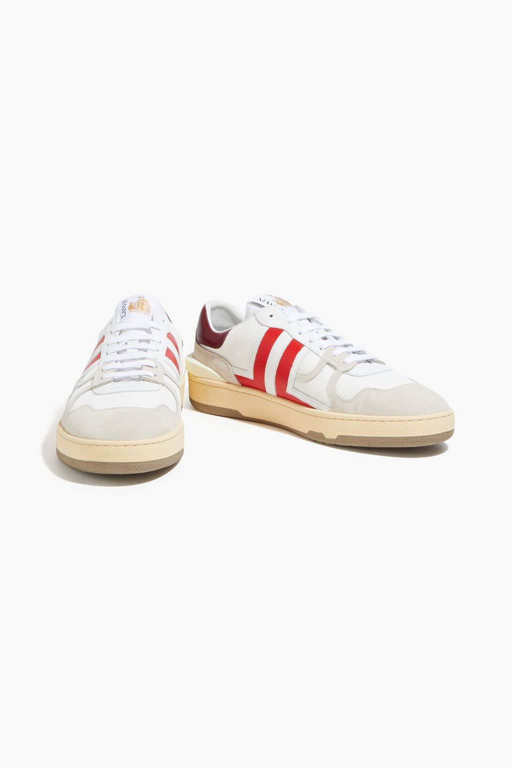 LANVIN Suede-trimmed mesh and leather sneakers