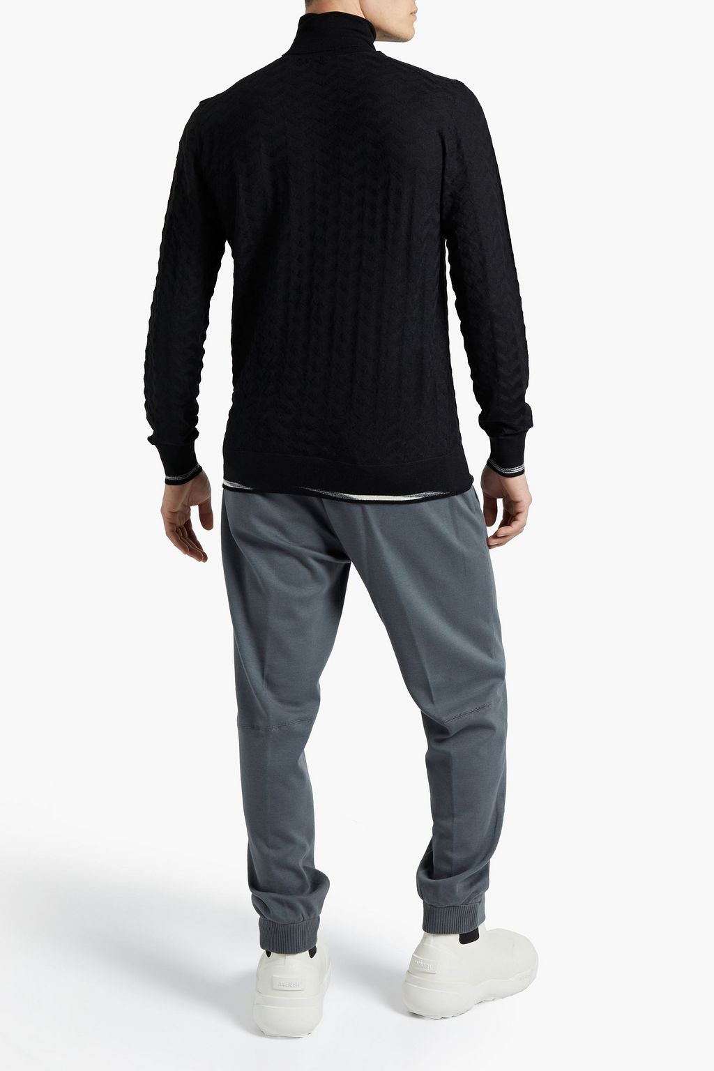 MISSONI Crochet-knit wool turtleneck sweater