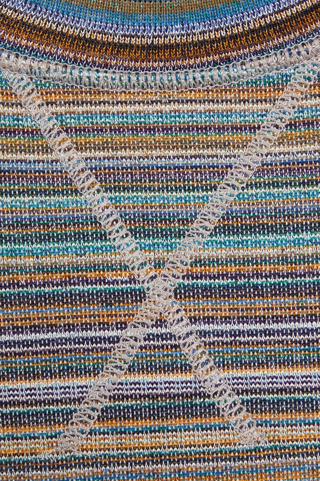 MISSONI Embroidered striped French cotton-terry sweatshirt