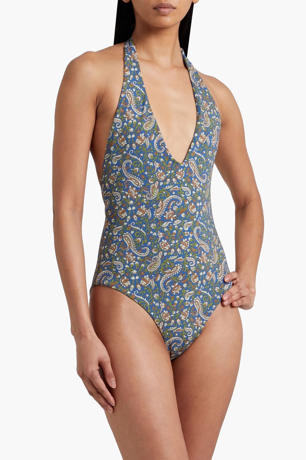 VERONICA BEARD Salis printed halterneck swimsuit
