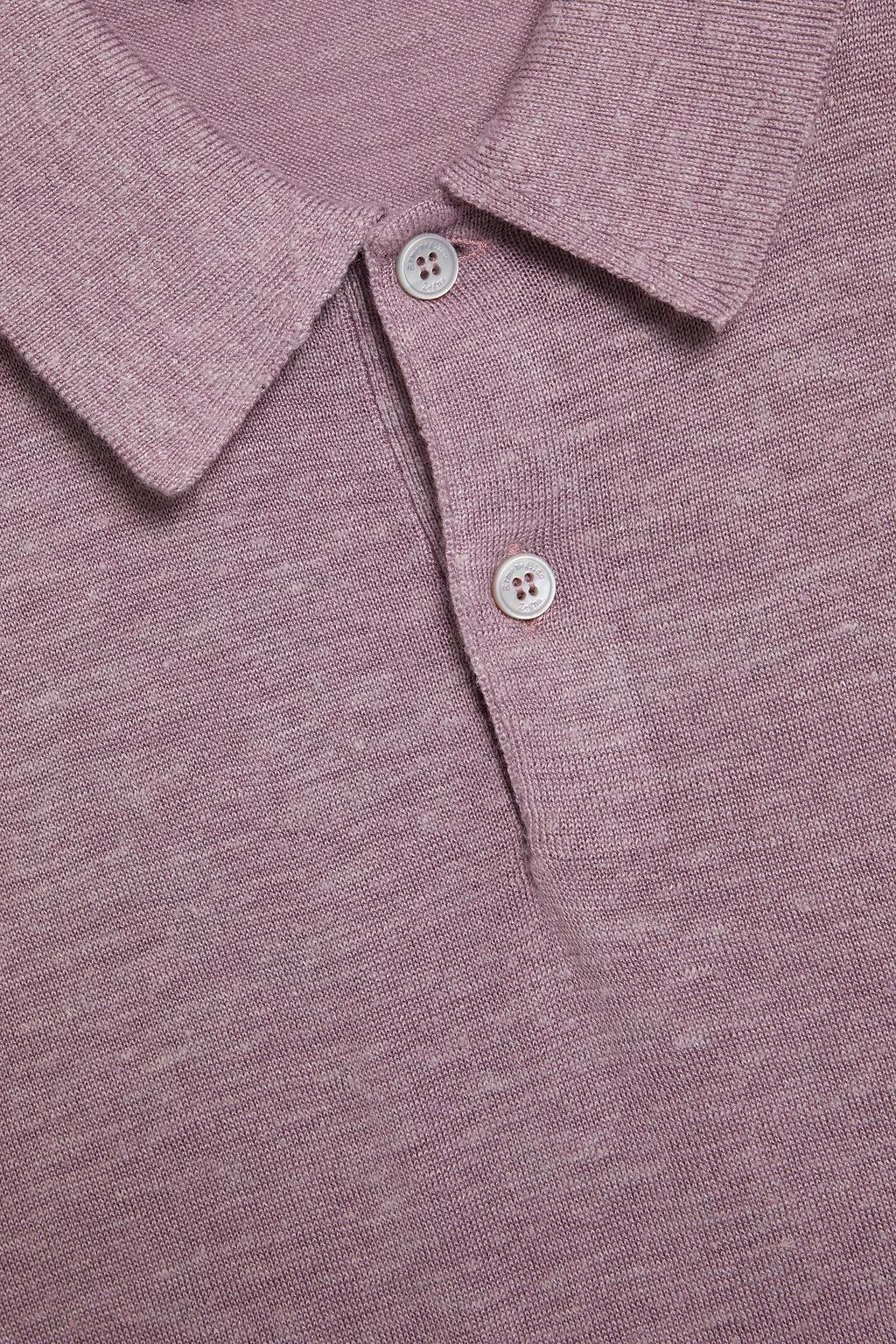 ZEGNA Slub silk and linen-blend jersey polo shirt