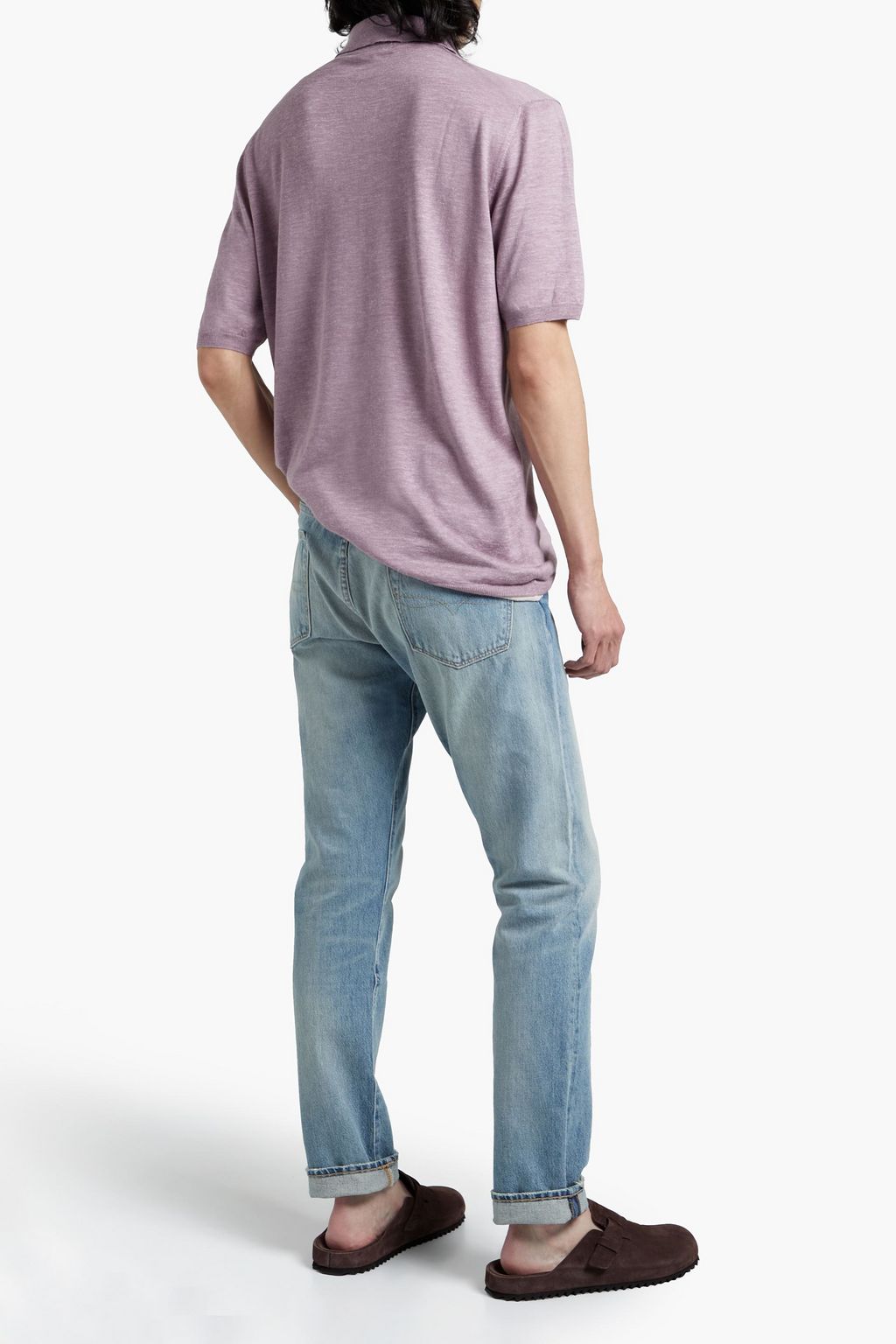 ZEGNA Slub silk and linen-blend jersey polo shirt
