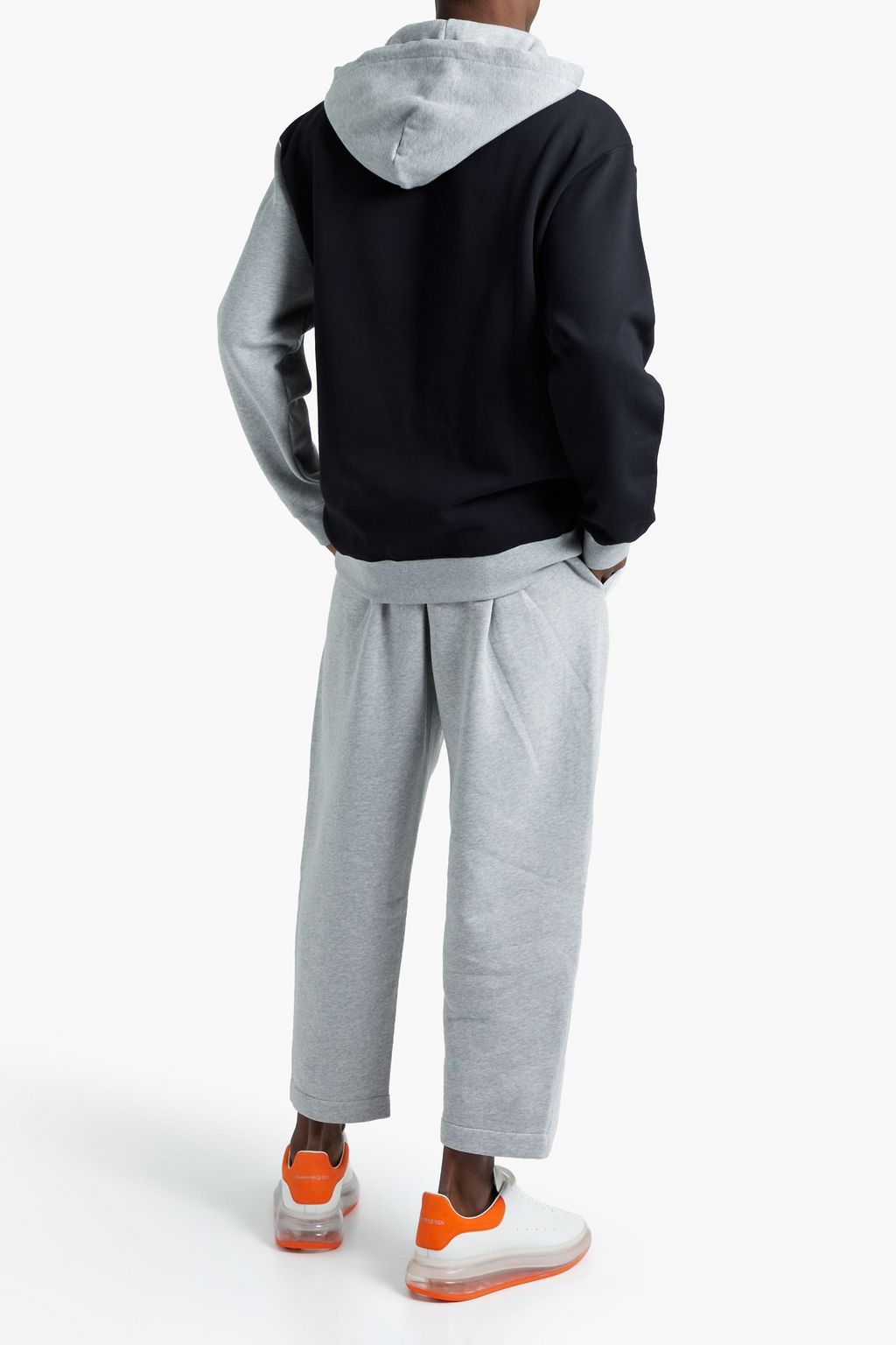 OPENING CEREMONY Flocked two-tone cotton-fleece hoodie