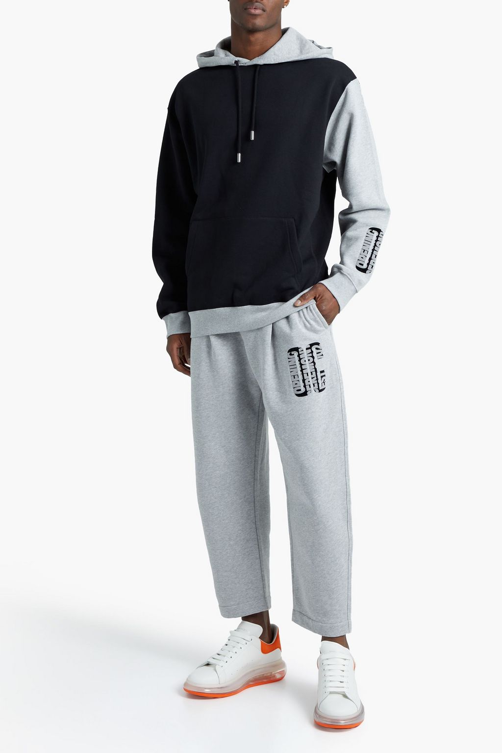 OPENING CEREMONY Flocked two-tone cotton-fleece hoodie