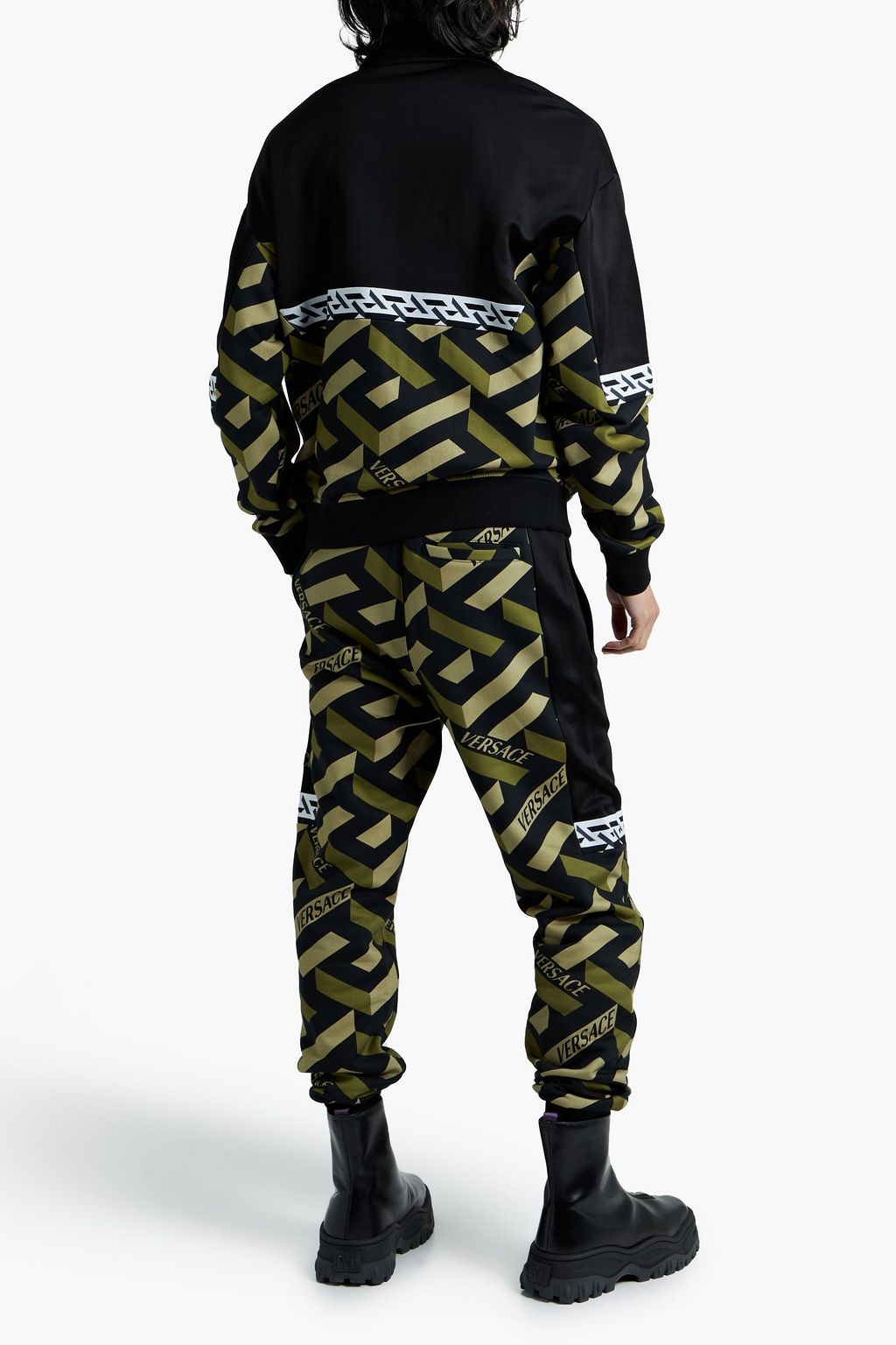 VERSACE Jacquard-trimmed printed fleece sweatpants