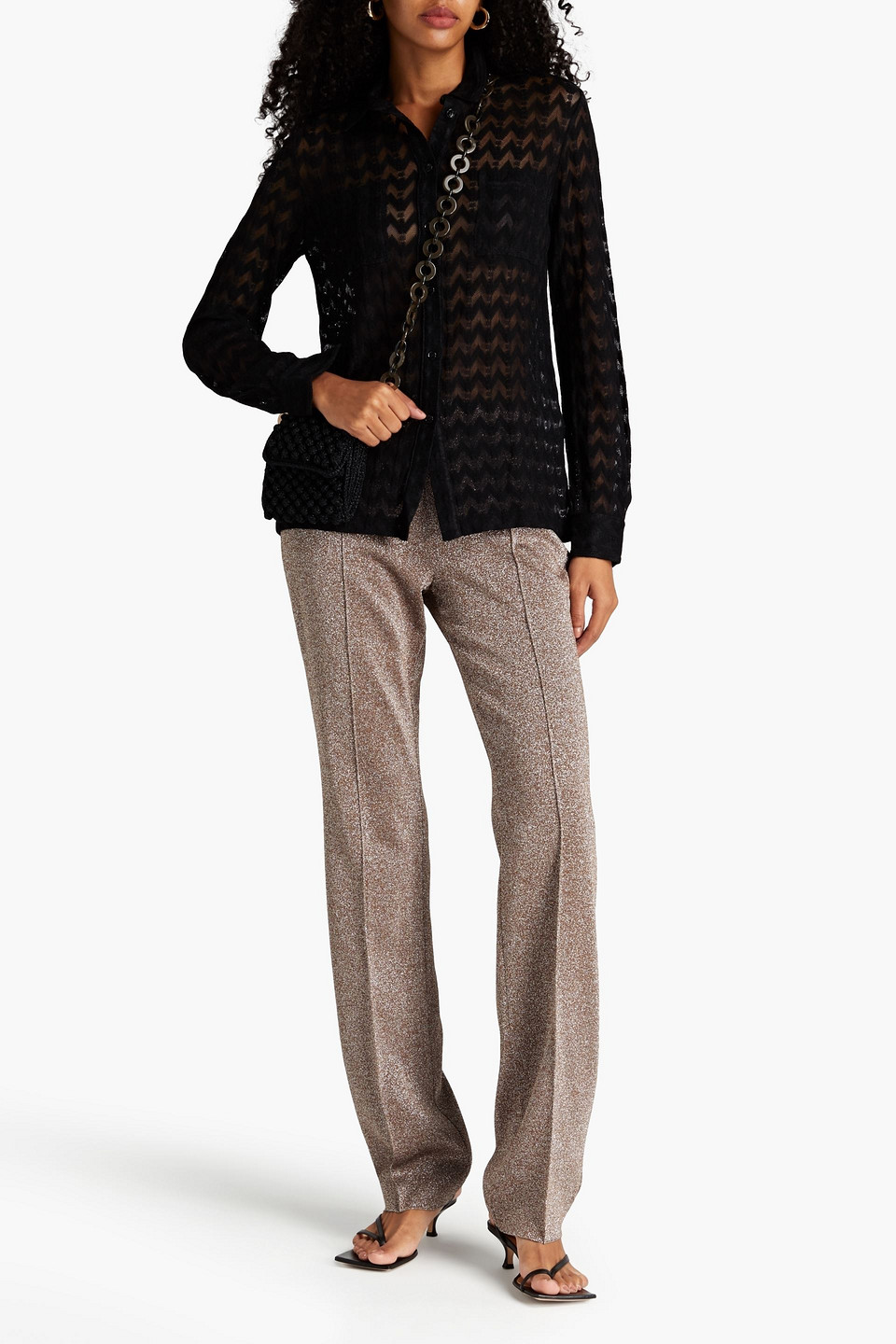 Missoni Crochet-knit Wool-blend Shirt In Black