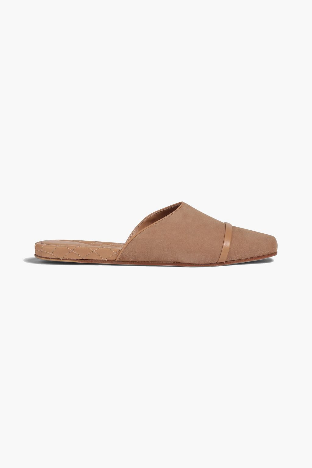 MALONE SOULIERS Rene leather trimmed suede slippers THE OUTNET