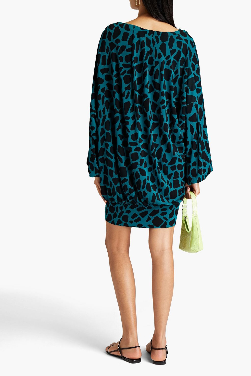 DIANE VON FURSTENBERG Reese oversized gathered printed jersey mini dress