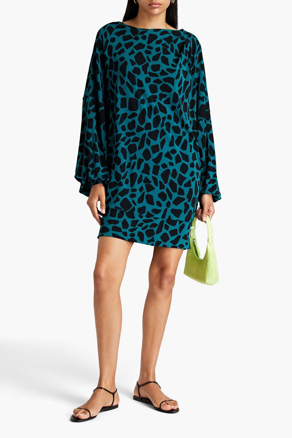 DIANE VON FURSTENBERG Reese oversized gathered printed jersey mini dress