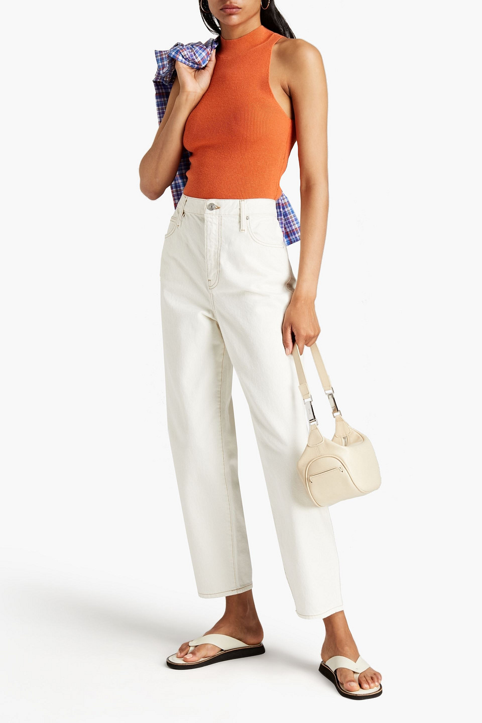 FRAME BARREL HIGH-RISE TAPERED JEANS,3074457345637786681