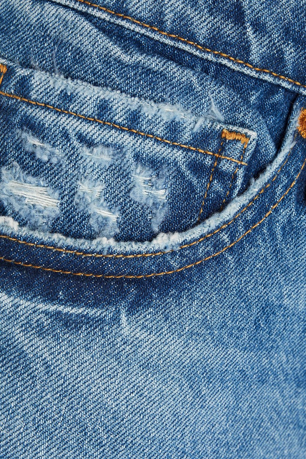 FRAME Le Slouch distressed high-rise straight-leg jeans