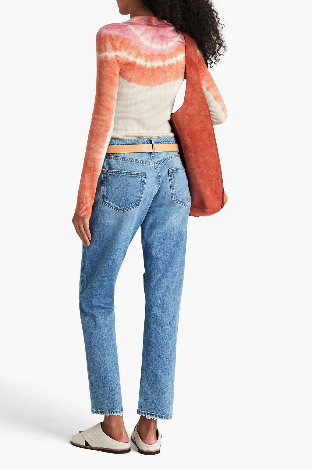 FRAME Le Slouch distressed high-rise straight-leg jeans
