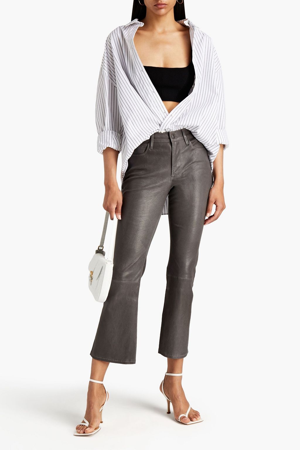 FRAME Leather kick-flare pants