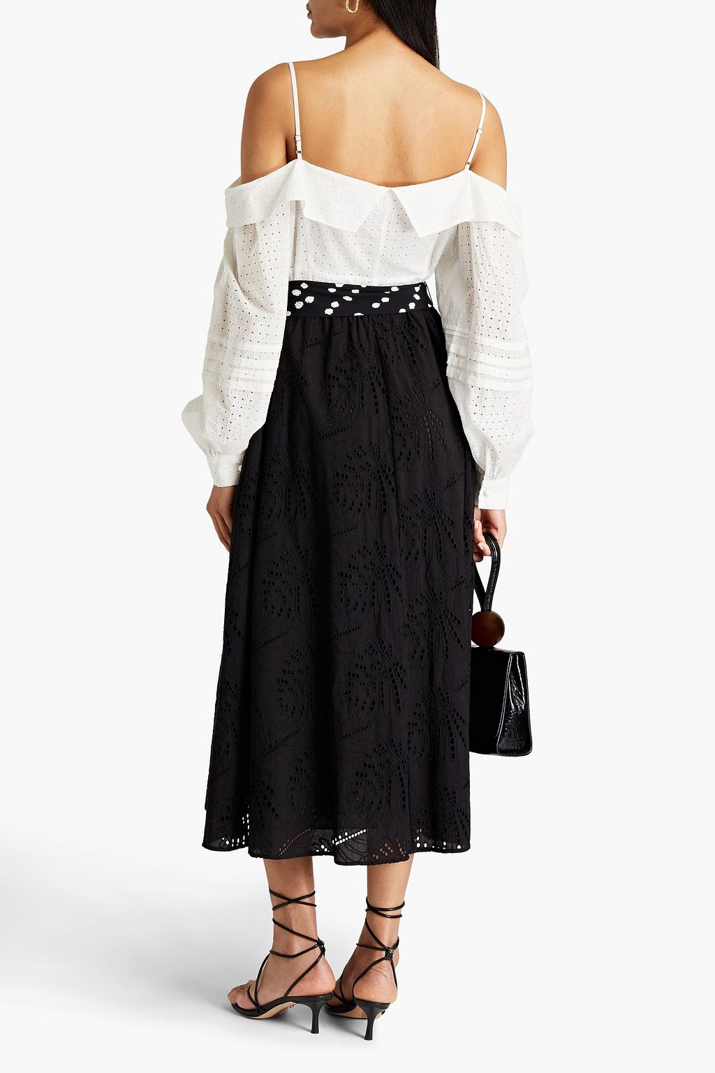 DIANE VON FURSTENBERG Natalia cold-shoulder broderie anglaise cotton-blend midi dress