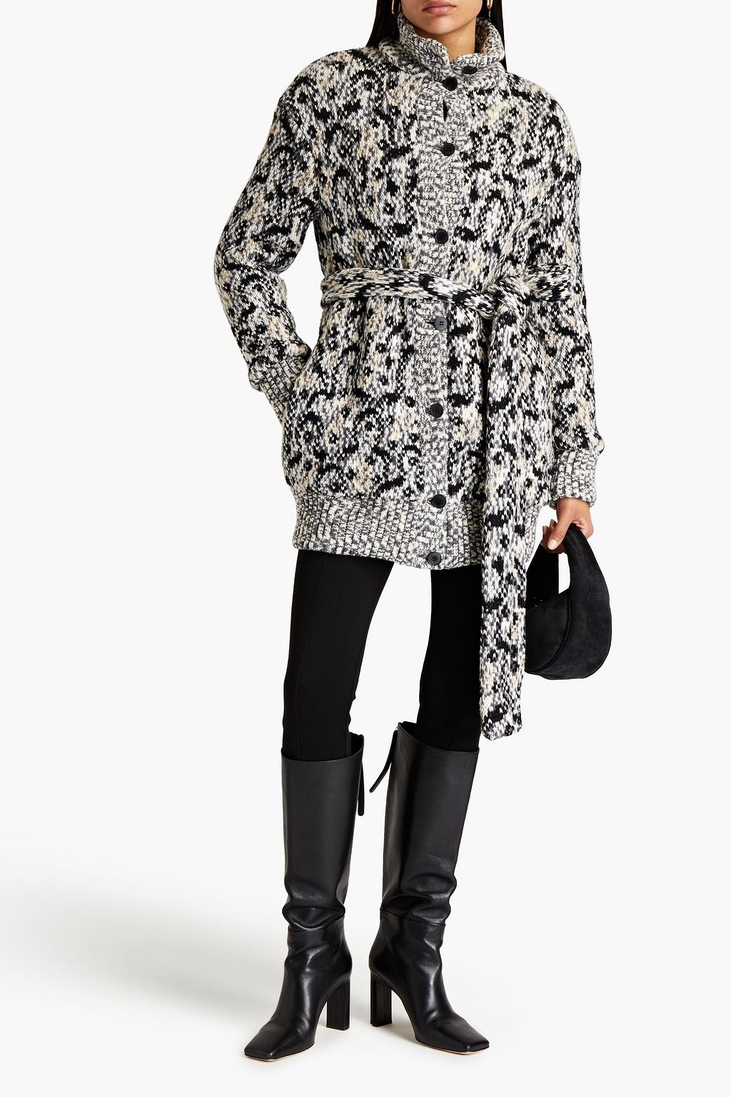 MISSONI Belted jacquard-knit wool-blend jacket