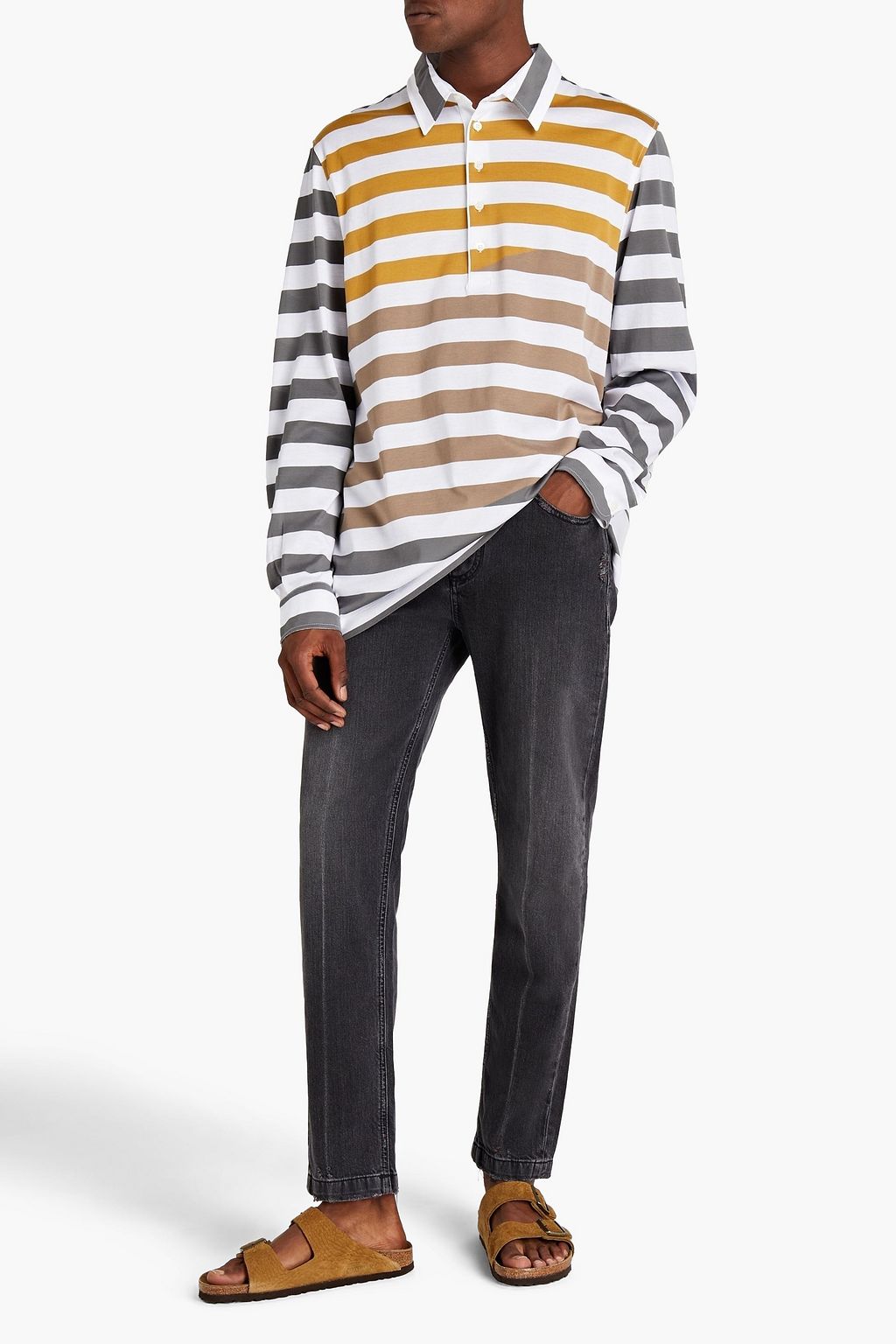 MISSONI Tapered distressed faded denim jeans