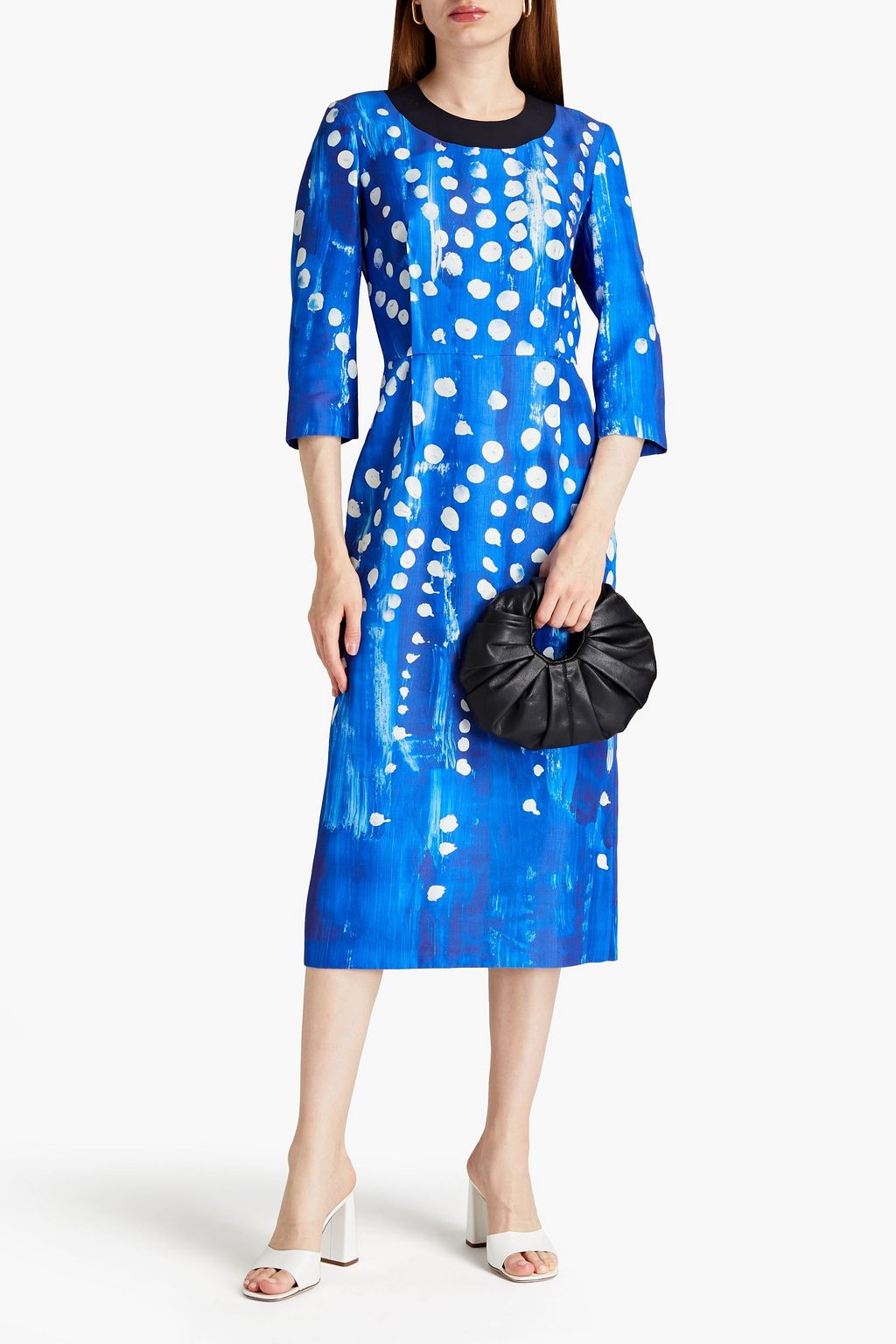 MARNI Polka-dot silk-faille midi dress
