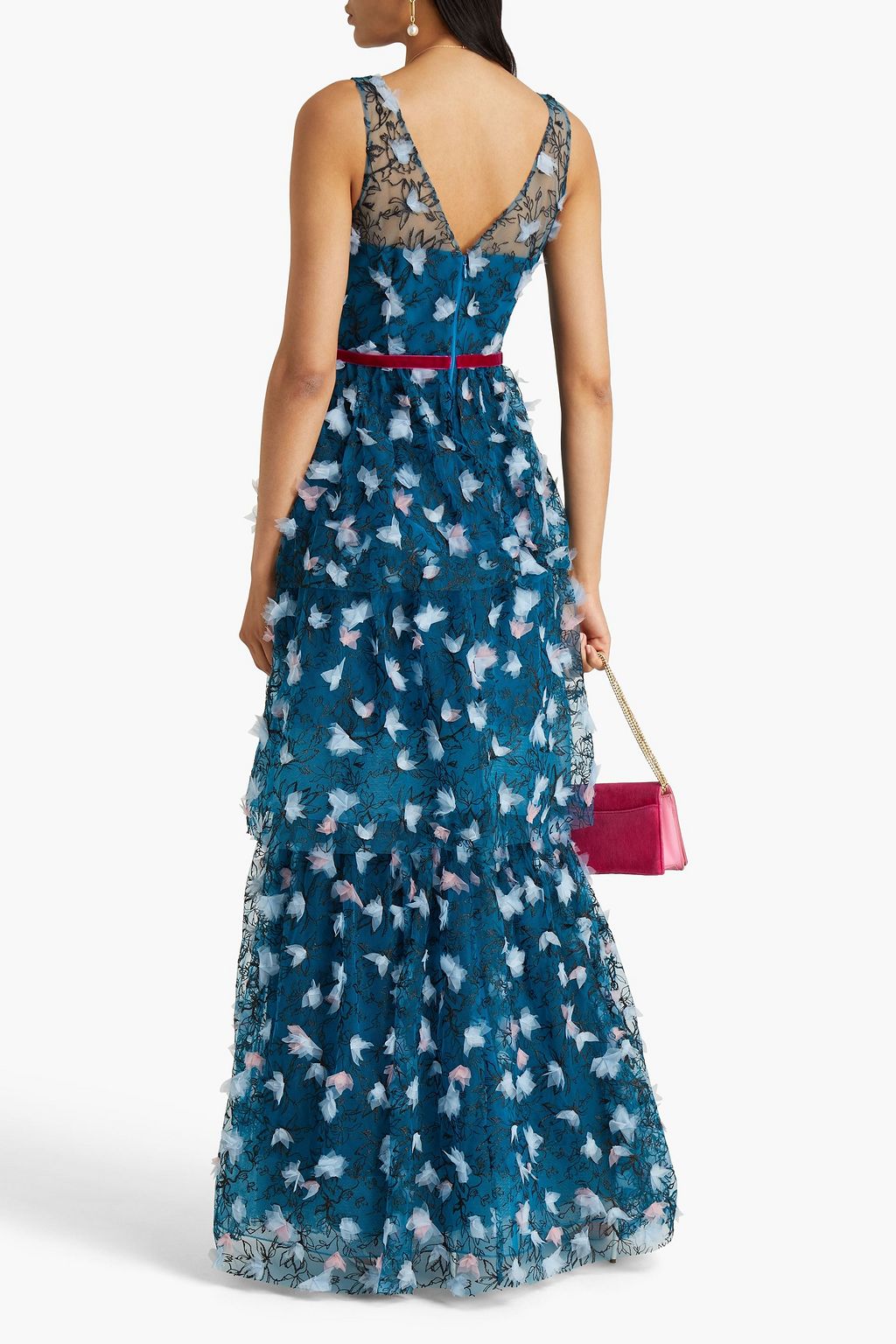 MARCHESA NOTTE Tiered embellished tulle gown