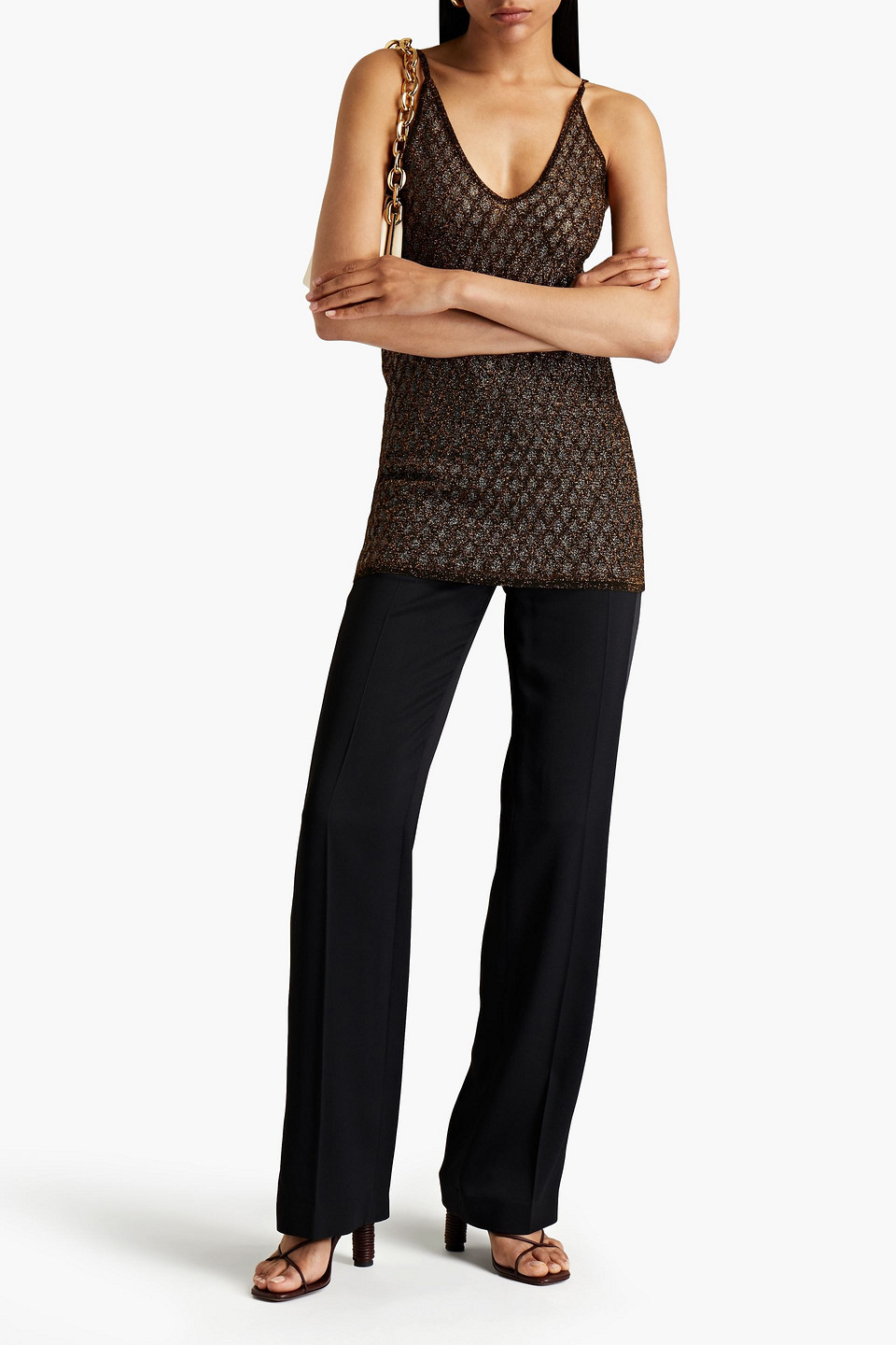 Missoni Metallic Knitted Camisole In Black