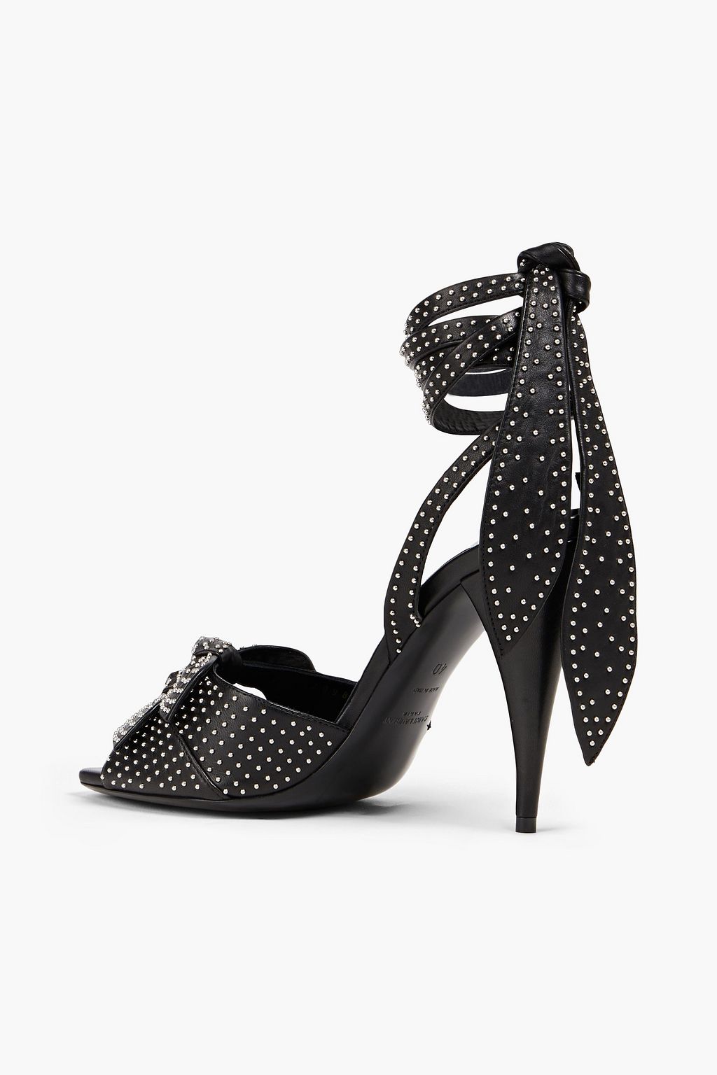 SAINT LAURENT Sandalen aus Leder mit Nieten und Schleife