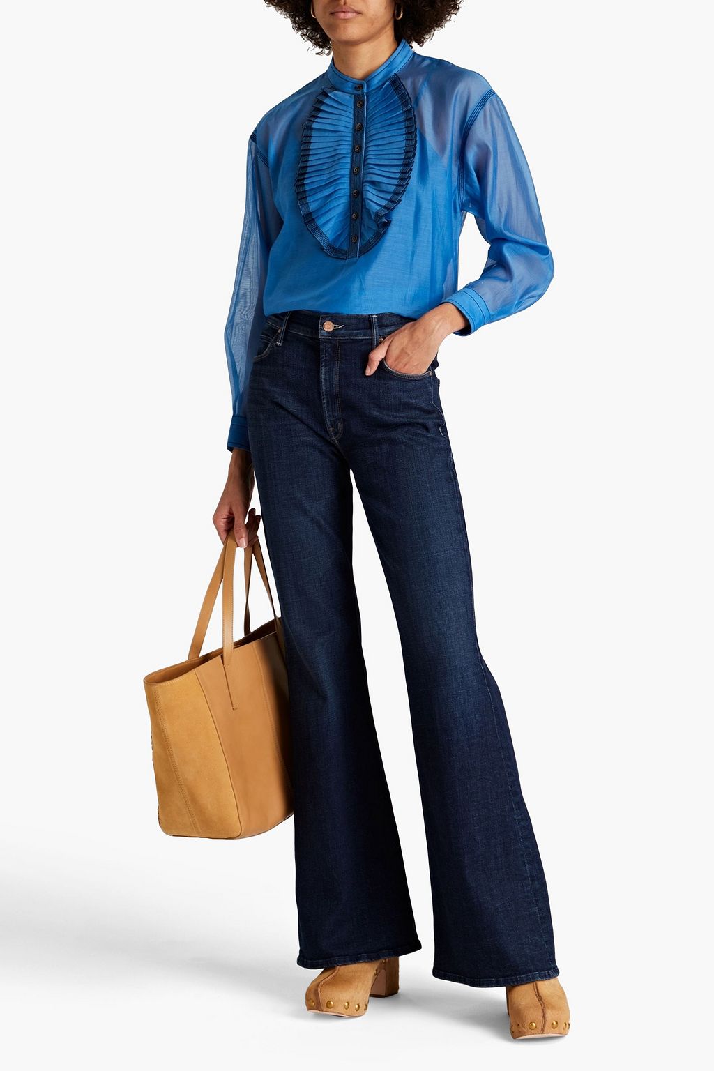 TORY BURCH Ruffled cotton and silk-blend voile blouse