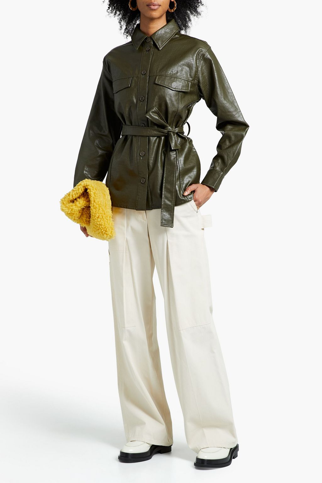 SAMSØE Φ SAMSØE Novah belted faux croc-effect leather shirt