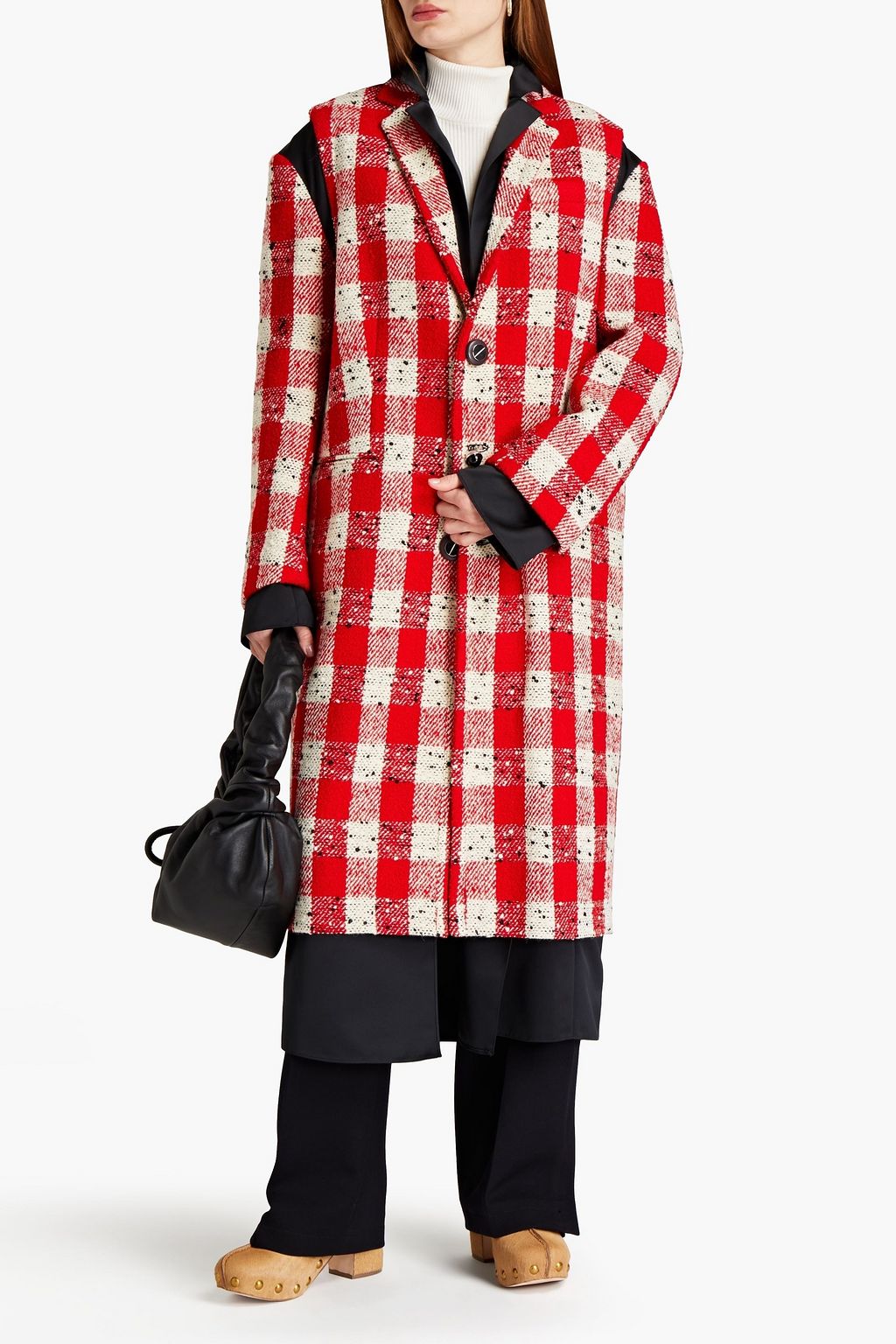 MARNI ブークレツイード&サテン コート チェック レイヤード