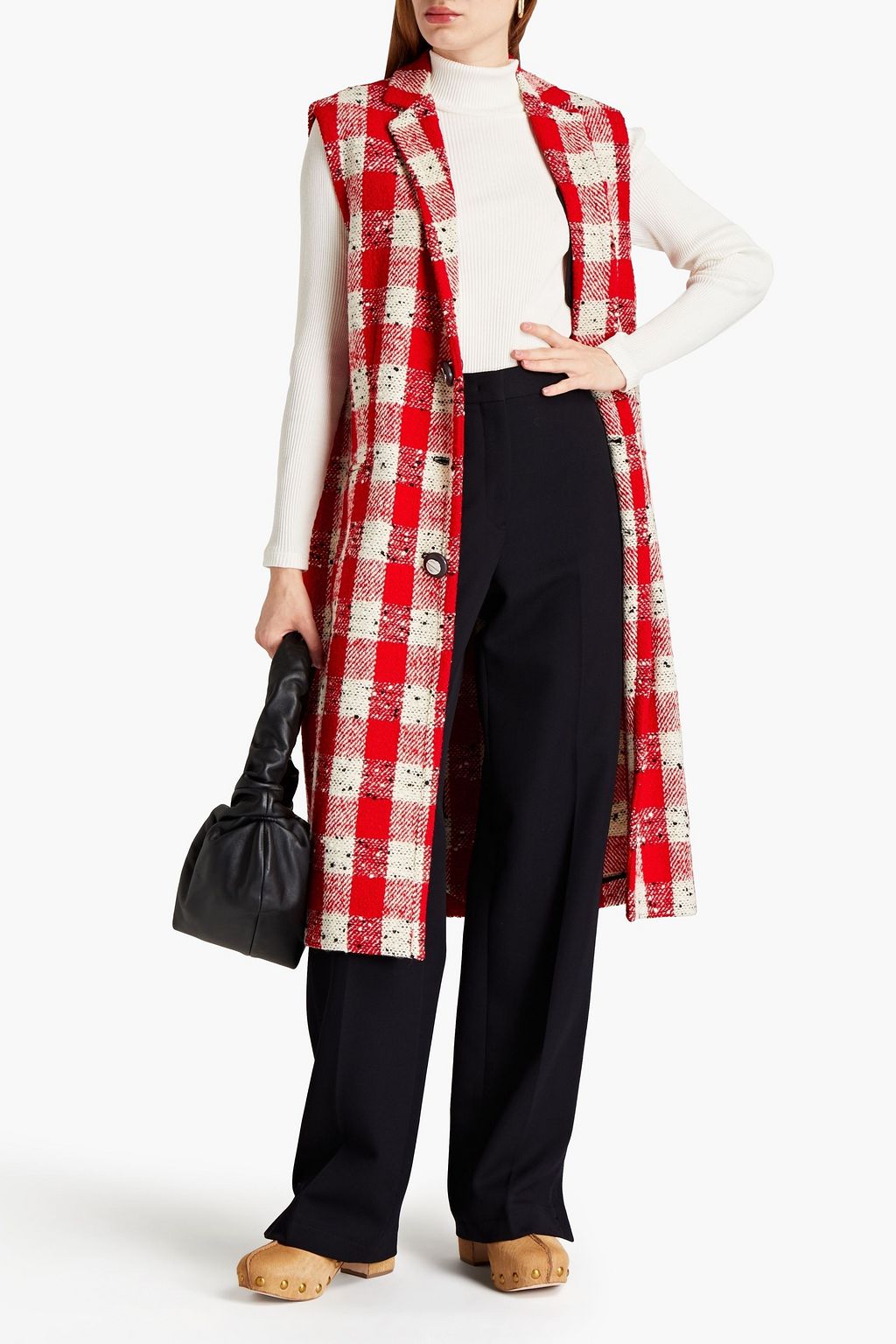 MARNI ブークレツイード&サテン コート チェック レイヤード