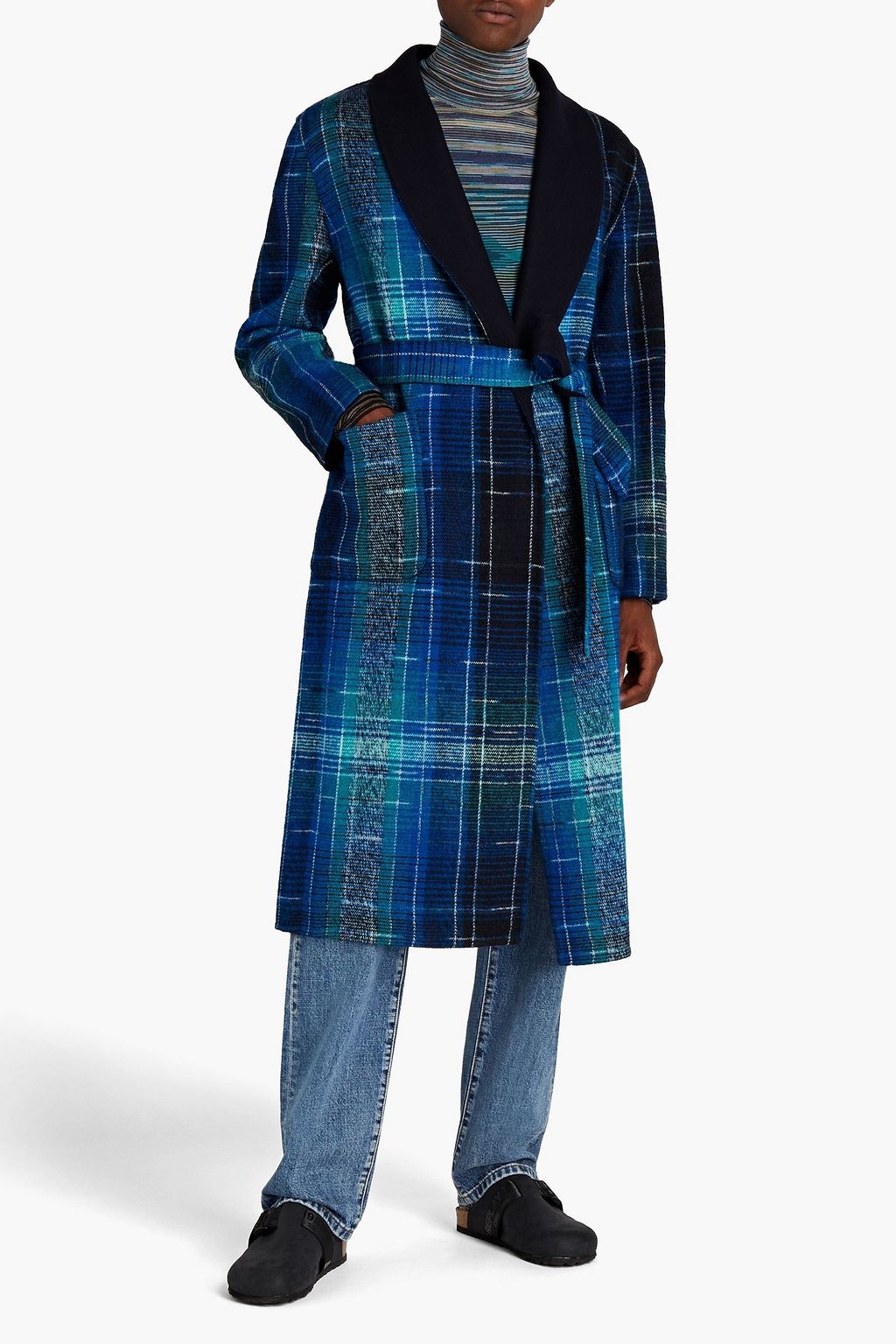 MISSONI Belted checked knitted coat