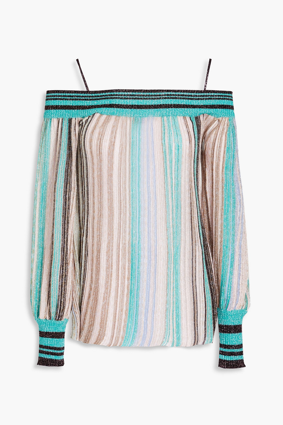 missoni - cold-shoulder striped crochet-knit top - blue - it 38