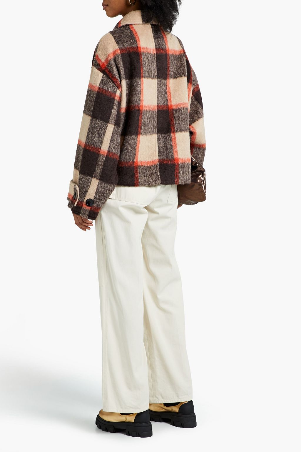 STAND STUDIO Alexia checked brushed-felt jacket