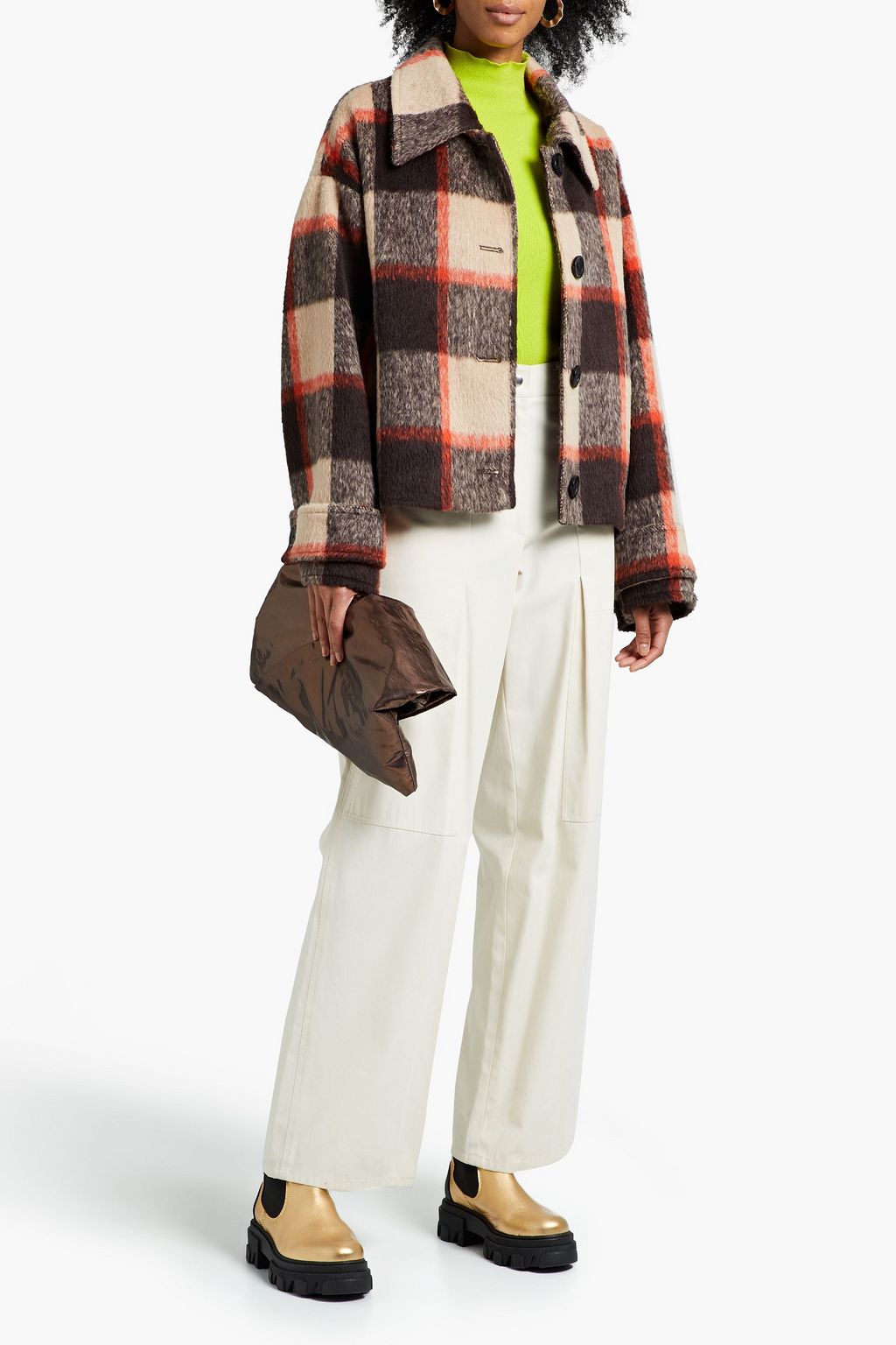 STAND STUDIO Alexia checked brushed-felt jacket