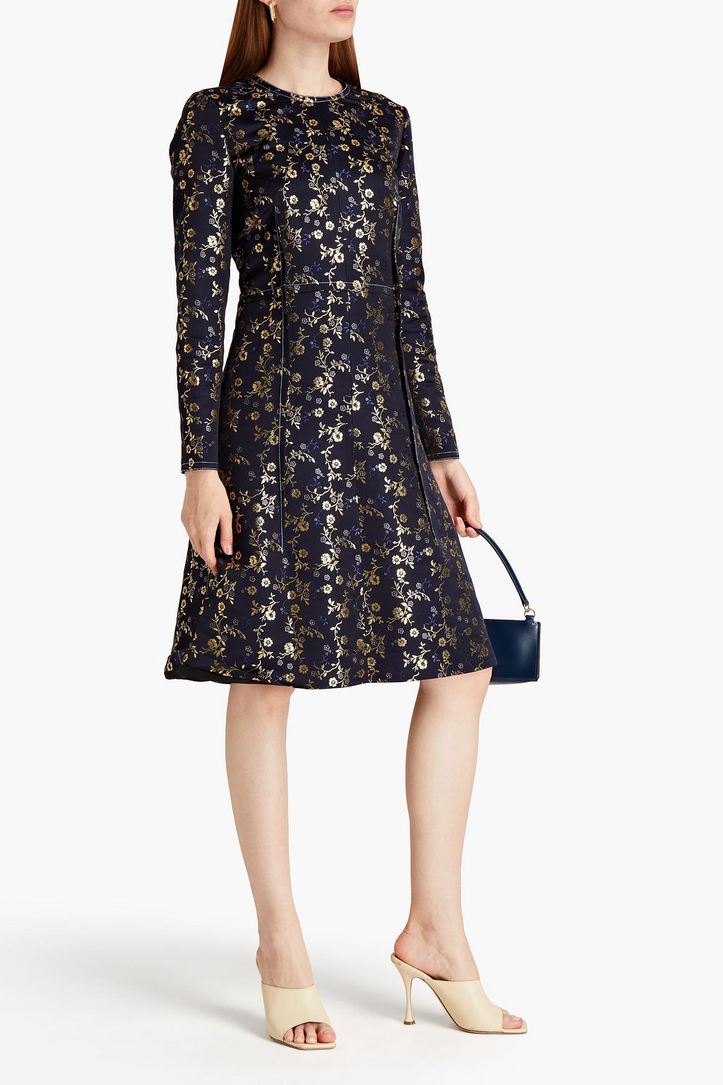 MARNI Metallic jacquard-knit dress